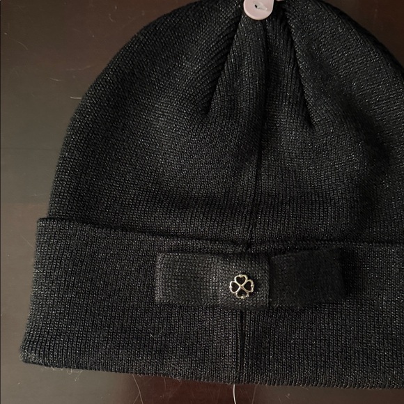 Kate Spade Black sparkle Beanie with Bow Accent - Picture 2 of 4